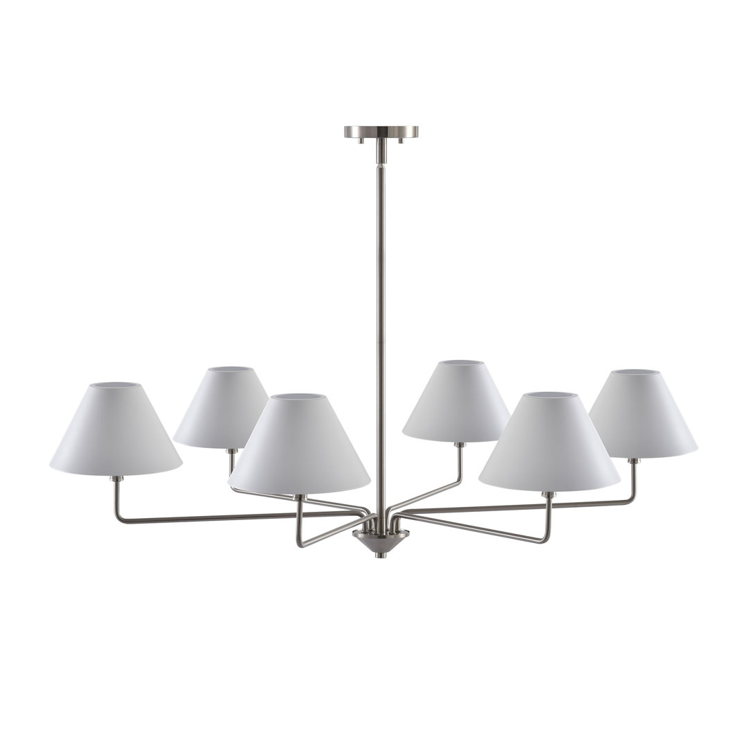 Mid-Century Modern 6 - Light Metal Dimmable Chandelier 
